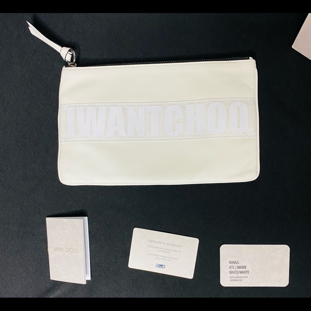 CJIMMY CHOO women clutch white beige